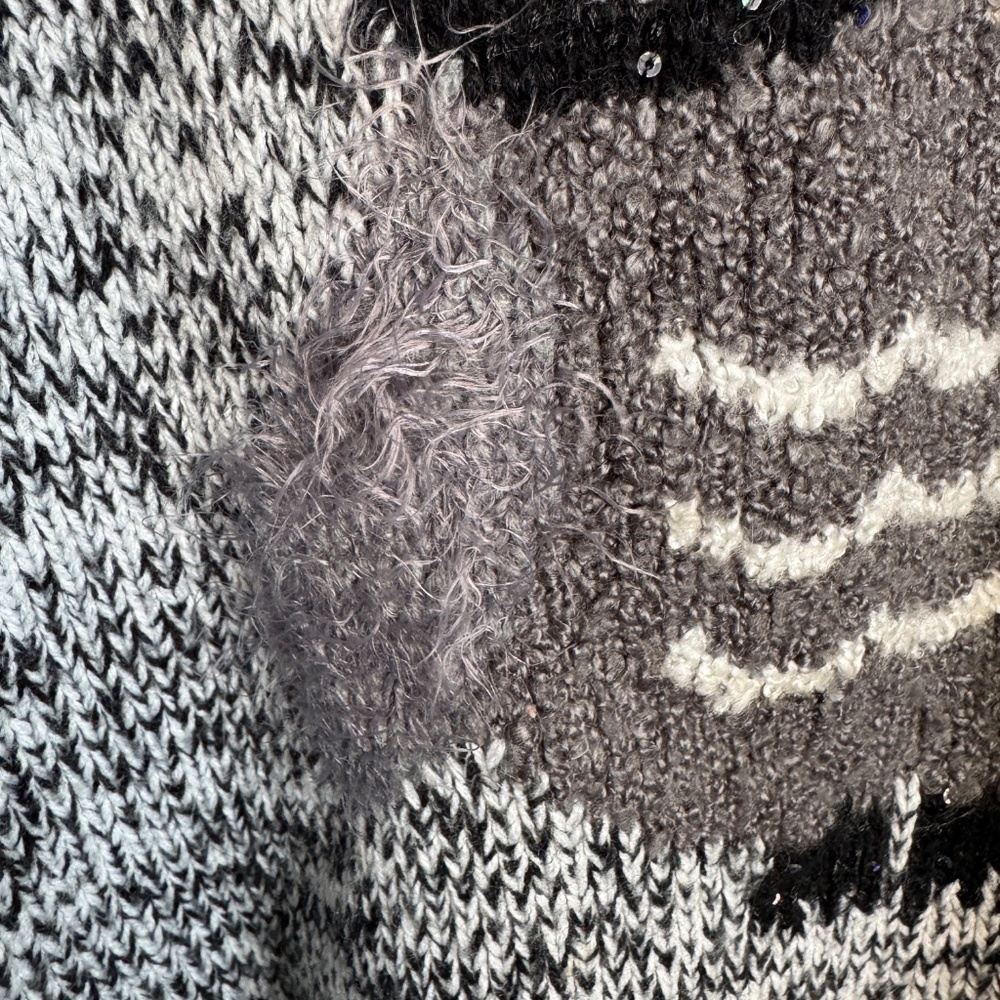 POINT ZERO GIRLS Long Sleeve Owl Knit Sweater Salt & Pepper Size Large Animal - Picture 3 of 12